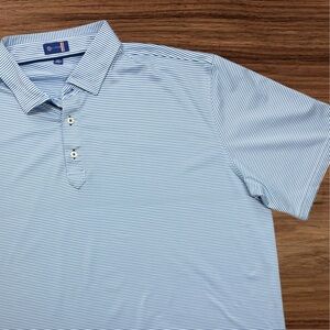 Stitch Men’s Blue/White Striped Performance Polo. Size 2XL. Country Club Stitch
